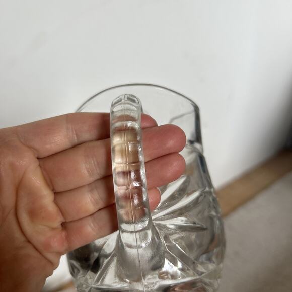 Vintage Anchor Hocking Star of David Small Pitcher Clear Heavy Glass Drink ware - Picture 4 of 8